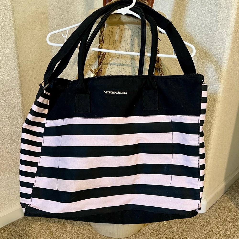 Victoria's Secret Black and Light Pink Tote